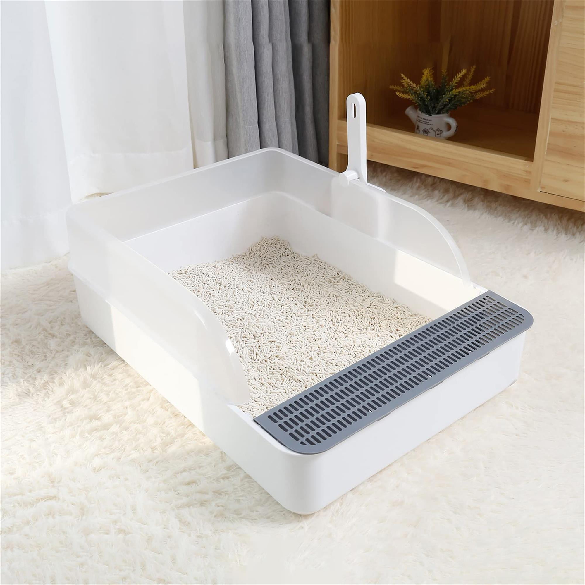 Pefilos 20" Cat Litter Box, Plastic Cat Litter Box with Handy Litter Scoop, Cat Toilet for Indoor Cats, White Pefilos 20" Cat Litter Box, Plastic Cat Litter Box with Handy Litter Scoop, Cat Toilet for Indoor Cats, White