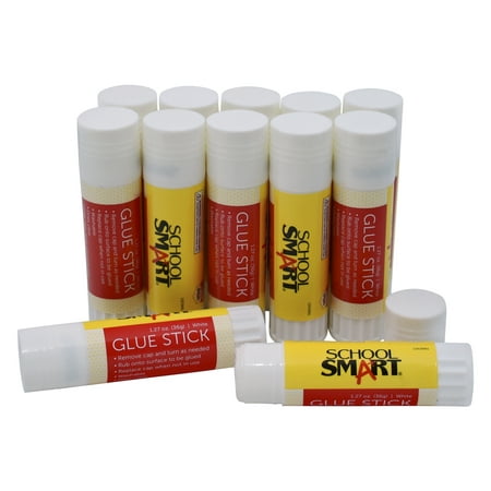 School Smart Glue Stick, 1.27 Ounces, White and Dries Clear, Pack of 12
