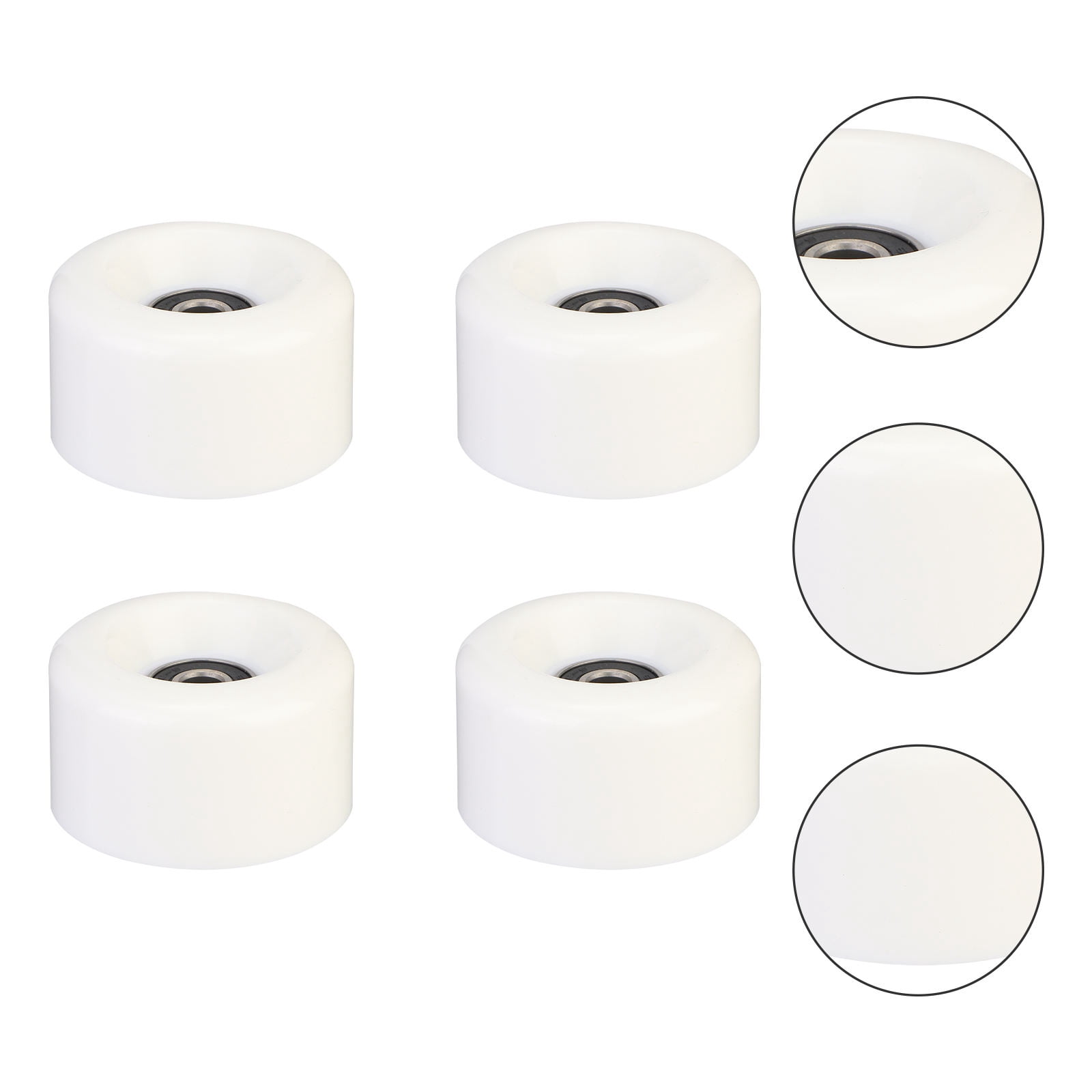 Worgeous Durable PU White Roller Skate Wheels for Outdoor Use with Bearings 4 Pieces