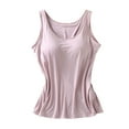 thumbnail image 2 of tasrioml Women's Tank Top with Built-in Shelf Bra Casual Wide Strap Camisole Yoga Shirts Summer Basic Padded Workout Undershirt, 2 of 8