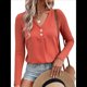 thumbnail image 3 of Camisetas de Verano con Cuello en V para Mujer, Estilo Informal, Tipo Túnica con Botones y Cuello Henley Color Naranja XL, 3 of 7
