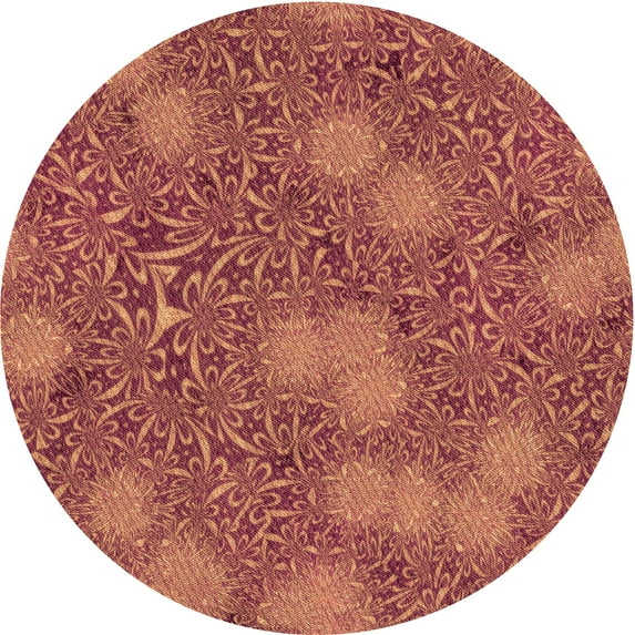 Ahgly Company Machine Washable Indoor Round Transitional Crimson Red Area Rugs, 6' Round