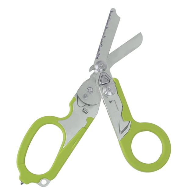 Tijeras de emergencia de acero inoxidable, multifuncionales, plegables, alicates para acampar al aire libre, herramienta de rescate, color verde