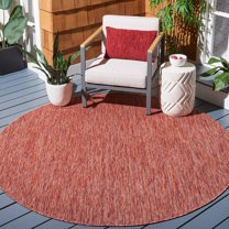 Safavieh Courtyard Mitre Geometric Indoor/Outdoor Area Rug, Red/Red, 6'7" x 6'7" Round