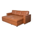 thumbnail image 1 of Ilios Innova | Sofá Cama Kairo Café de Cuero Sintético, Chaise Longue/Cama Extraíble, 3 Plazas, Estructura de Madera, Funcional y Moderno., 1 of 9