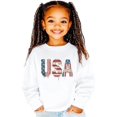 thumbnail image 5 of Ink-Printed USA Distressed Flag Sweatshirt for Women Kids July 4th Family Matching Crewneck White Sweatshirt Youth Large, 5 of 9