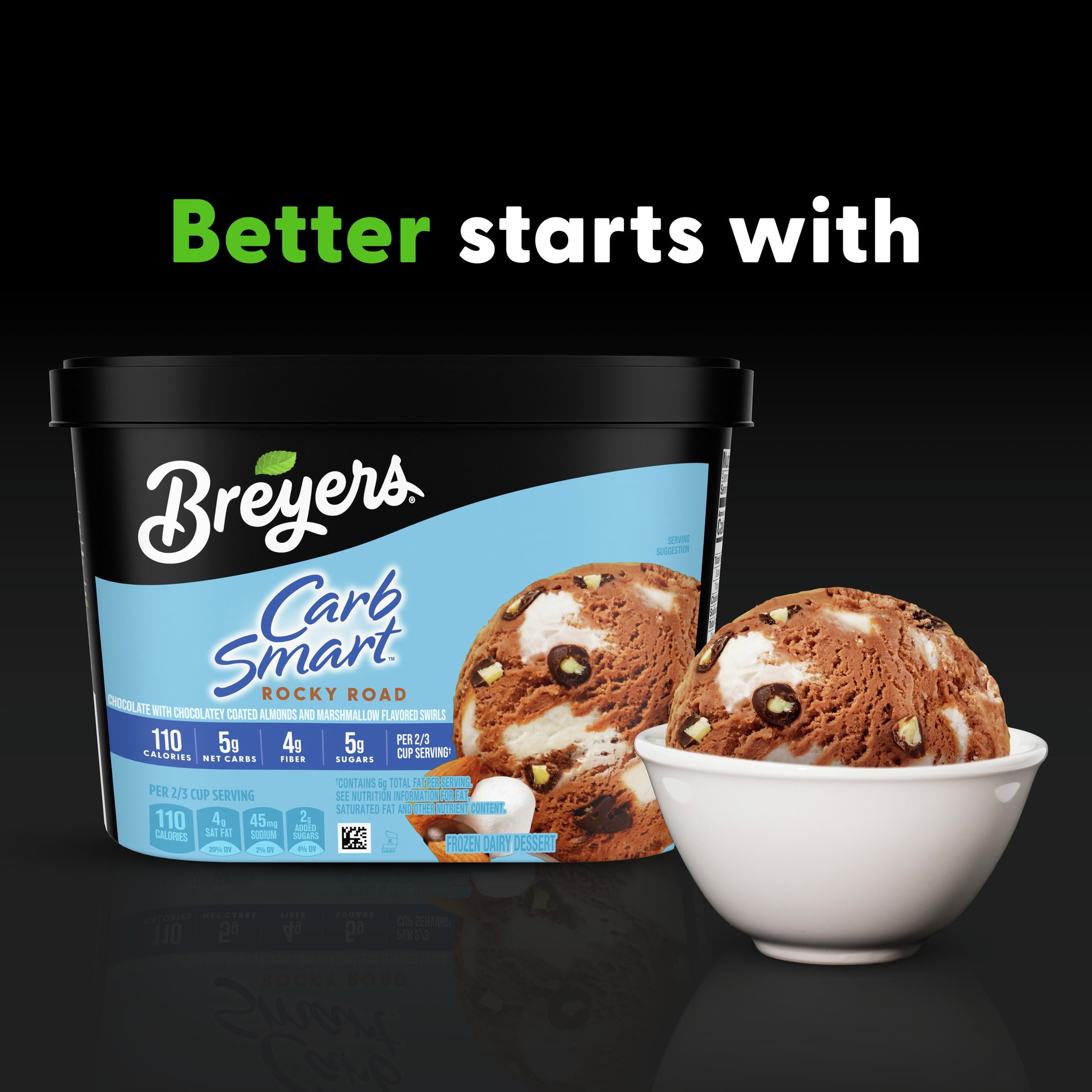Breyers CarbSmart Rocky Road Chocloate Ice Cream Frozen Desserts, 1.5 Qt