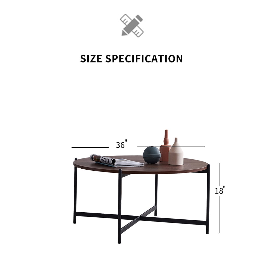 Private Jungle 36" Round Modern Living Accent Side or Coffee, Sofa Center Table for Dining Room/Tea with Metal Frame, Walnut Color Private Jungle 36" Round Modern Living Accent Side or Coffee, Sofa Center Table for Dining Room/Tea with Metal Frame, Walnut Color