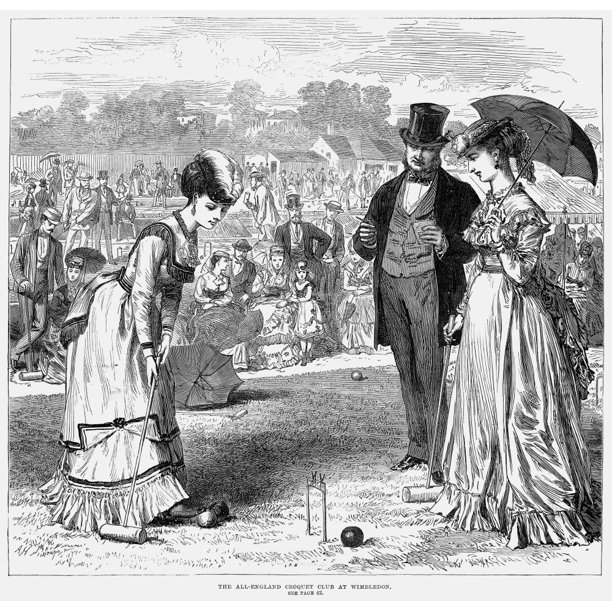 Wimbledon Croquet 1870 Na Croquet Match Between Two Ladies At The