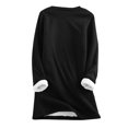 thumbnail image 6 of idosla Women Warm Sherpa Lined Fleece Crewneck Sport Sweatshirt Pullover Loungewear (Black, S), 6 of 8