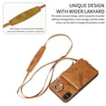 thumbnail image 3 of for iPhone XS Max PU Leather Back + TPU Frame Rugged Case, Classic 360 Rotating Ring Kickstand Card Slots Shoulder Strap Drop Protective Slim Fit Shockproof Phone Case Cover, Brown, 3 of 12