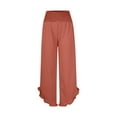 thumbnail image 6 of Besolor Womens Cotton Linen Pants Summer Smocked Waist Ruffle Hem Wide Leg Pants Boho Flowy Beach Vacation Pants, 6 of 9