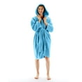 thumbnail image 2 of BC BARE COTTON Kids Microfiber Fleece Hooded Robe - Girls - Turquoise - Medium, 2 of 5