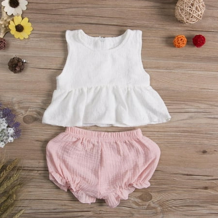 

Newborn Kids Baby Girls Summer Outfits Clothes T-shirt Tops+Short Pants 2PCS Set