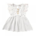thumbnail image 1 of AMERTEER Robe d'Été Sans Manches en Coton et Lin pour Bébé Fille Robe Décontractée à Bords en Dentelle Robe Nœud, 1 of 7