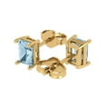 thumbnail image 2 of 14K Solid Gold Push Back Stud Earrings for Women | 1 cttw Emerald Cut Natural Sky Blue Topaz | Yellow Gold, 2 of 5