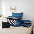 thumbnail image 5 of Feelyou Teens Blue Dirt Bike Bedding Comforter Set 7 Pieces, Motorcycle Extreme Sport Full Bedding Set, Black White Buffalo Reversible Fitted Sheet Flat Sheet, Microfiber Bedroom Decor, 5 of 7