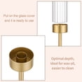 thumbnail image 6 of Set of 6 Gold Hurricane Candle Holders with Ribbed Glass Sleeves - Tall Taper Candlestick Centerpiece for Wedding & Home Decor, 6 of 8