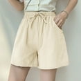 thumbnail image 2 of Workout Shorts Women Summer Outside Wear Broad Leg Large Size High Waist Loose Fit Sports Linen Casual Bermuda Cargo Board Gym Khaki Bottoms Sizes L, 2 of 4