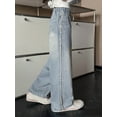 thumbnail image 7 of Girls Wide Leg Baggy Jeans Kids Fashion Pleated Elastic High Waist Denim Pants with Pockets 5-14 Years Flare Jeans For Girls Size 8, 7 of 7