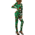 thumbnail image 4 of KOMOO Women Long Sleeve Christmas Bodysuit Button Pajamas Romper Bodycon Sleepwear Jumpsuit for Fall Winter, 4 of 9