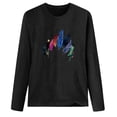 thumbnail image 2 of Abcnature Women's Printed Tops Casual Loose Round Neck Blouse Long Sleeve T-shirt Floral Tunic Tops Black XL, 2 of 5