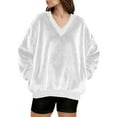 thumbnail image 7 of BLVB Womens Winter Warm Sherpa Fleece V Neck Sweaters Pullover Long Sleeve Casual Loungewear Tunic Tops, 7 of 7