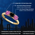 thumbnail image 2 of Gem Stone King 10K Yellow Gold Black Diamond and Pink Created Sapphire Engagement Ring for Women | 1.65 Cttw | Round 5MM | Gemstone April Birthstone | Size 9, 2 of 6