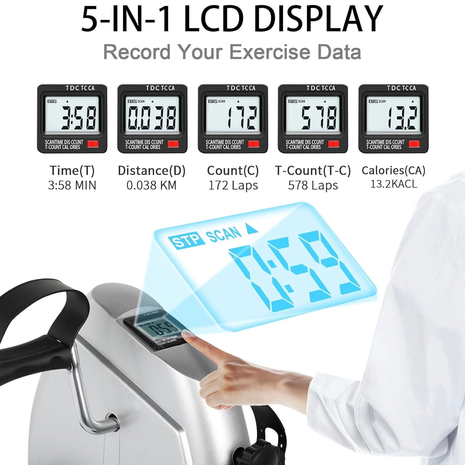 BAOKALER Mini Exercise Bike, Under Desk Bike Pedal Exerciser, Peddler Exerciser, Portable Foot Cycle Arm & Leg Peddler Machine with LCD Screen Displays