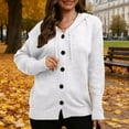 thumbnail image 7 of Hueook Sweaters for Women Sweater Sets for Women Women's V-sleeve Solid Color Long Sleeved Breasted Knitted Sweater Cardigan White M, 7 of 7