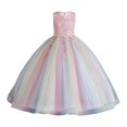 thumbnail image 1 of XASZHN Robe en Maille pour Enfants Robe Élégante Petite Fille Robe d'Été pour Filles 2025 Rose_009 4-5 Ans, 1 of 8