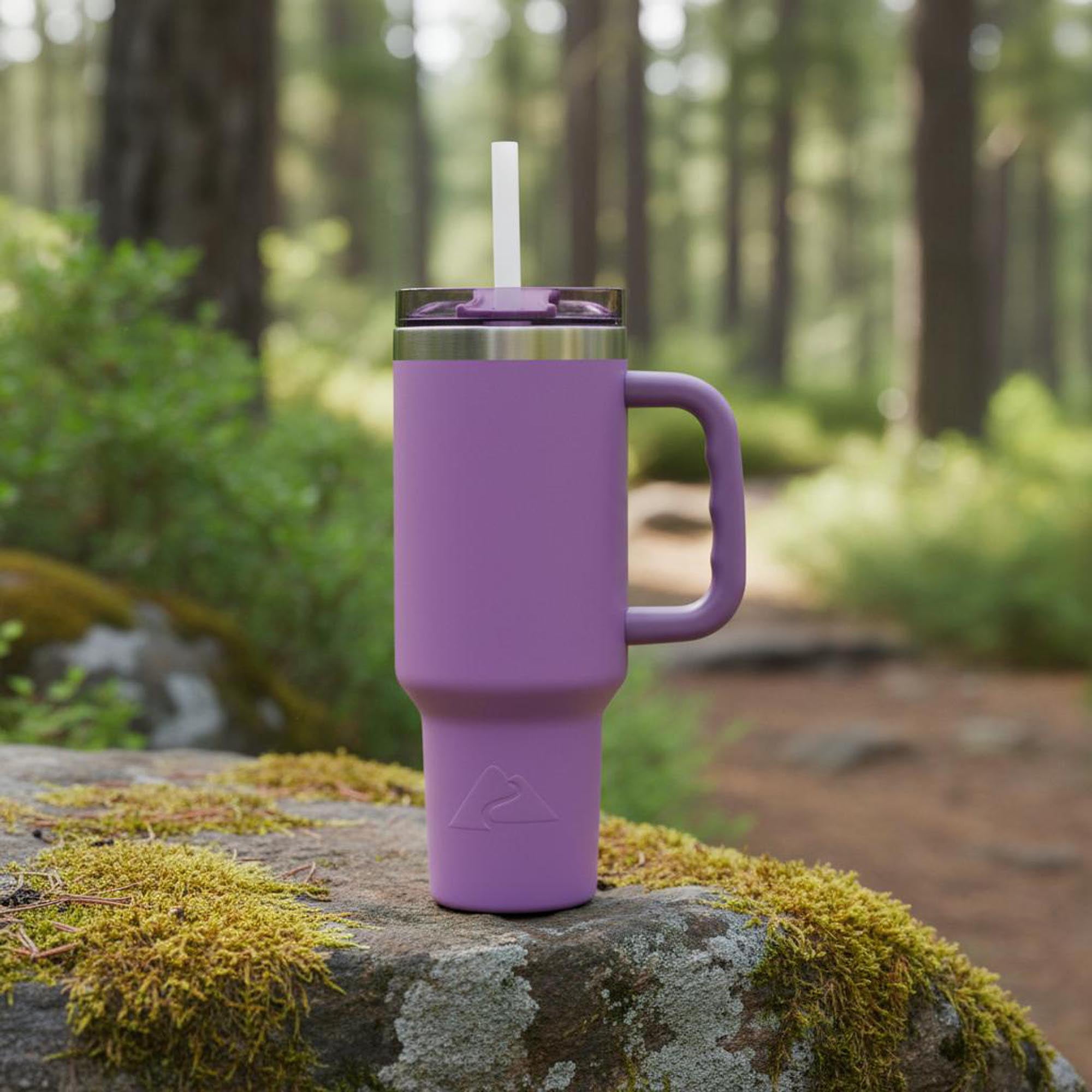 Ozark Trail 40 oz Stainless Steel Insulated Tumbler with Handle, New Lilac