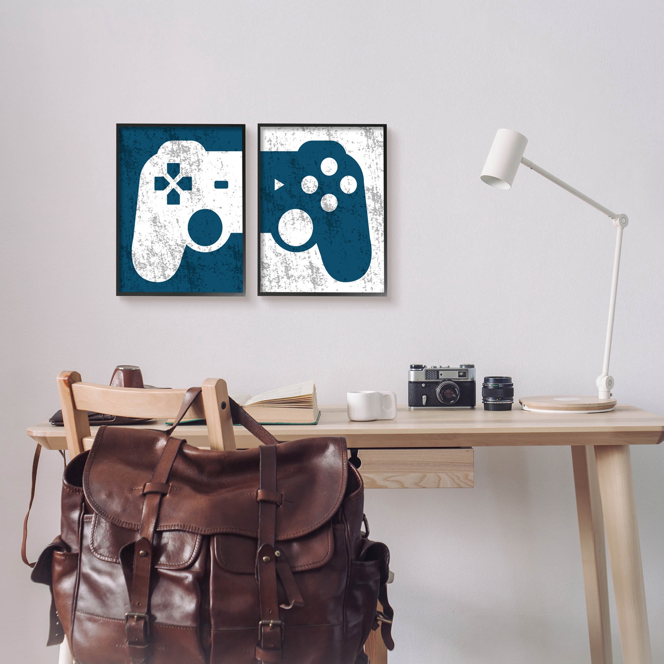 Stupell Industries Video Gaming Controller Silhouette Graphic Art Black Framed Art Print Wall Art, Set of 2, Design by Kim Allen