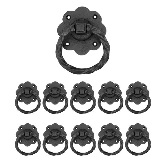 Renovators Supply Manufacturing Cabinet Handles 4.75 In. Black Wrought Iron Drawer Pulls Antique Kitchen Cabinet Handles With Mounting Hardware Pack Of 10