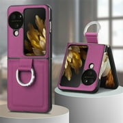 for Oppo Find N3 Flip Case with Ring, Slim PU Leather Protective Cover Phone Case Oppo Find N3 Flip ZH Black