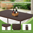 thumbnail image 6 of 7 Pcs Outdoor Dining Table and Chairs for 6, Seizeen Patio Conversation Dining Set with Rectangular Table and High-back Chair, Plastic Wood Grain Top, Space-saving Furniture Set for Deck Yard, Brown, 6 of 8