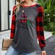thumbnail image 4 of Sudaderas Navideñas Para Mujer Tops de Empalme A Cuadros Blusa de Manga Larga Con Cuello Redondo Blusa de Moda Odeerbi  ODB205723, 4 of 6