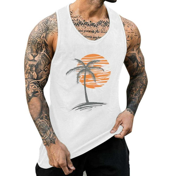 Ketyyh-chn99 Men's Tank Tops 2024 Undershirt Comfy T Shirts Button Pullover T Shirts Tops White,S