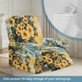 thumbnail image 3 of Ledback Hibiscus Printed Recliner Slipcovers Stretch Recliner Cover 4-Pieces Non Slip Lazy Boy Chair Cover for Pet Washable Reclining Chair Covers Easy to Install, Yellow, 3 of 8