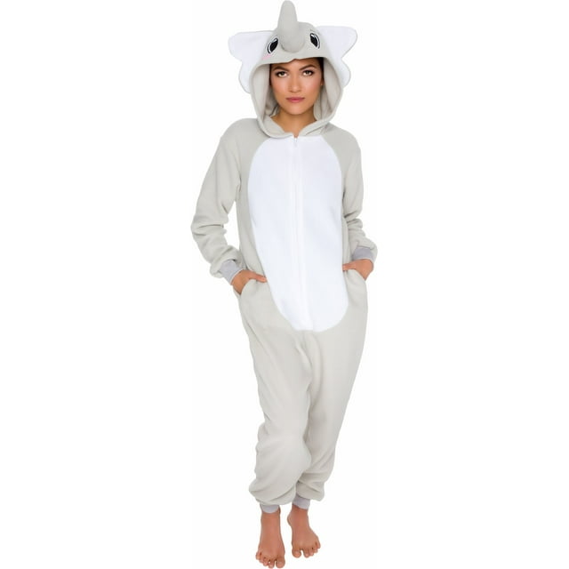 ¡Onesie Funziez! Disfraz ajustado de elefante para adulto, pijama gris