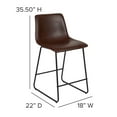 thumbnail image 6 of Emma + Oliver Set of 2 Kitchen Counter Height Stool - 24 Inch Dark Brown LeatherSoft Barstool, 6 of 14