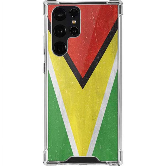 Skinit Countries of the World Guyana Flag Distressed Galaxy S22 Ultra Clear Case