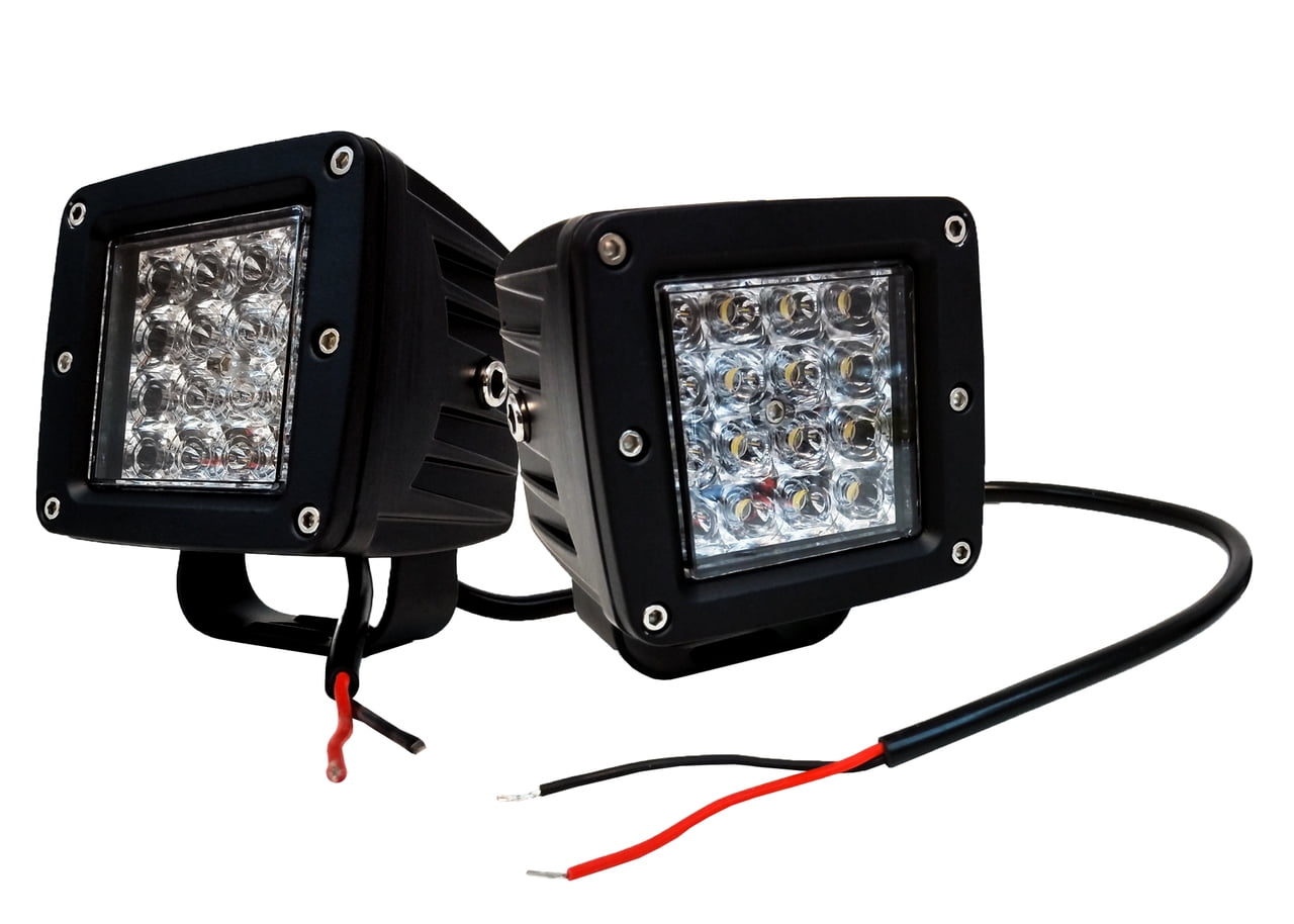 OZ-USA 3" White Amber LED Pod lights Dual Color Steady Flash Strobe Driving Fog Spot Emergency Light for Off-road Truck SUV ATV Motorcycle Boat Marine Heavy Equipment Vehicle. (1 Pair)