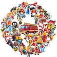 thumbnail image 2 of 35pcs-50pcs Cartoon Stickers Firefighter Stationery Sticker Safety Kids Stickers for Laptops Suitcase Fridge, 2 of 9