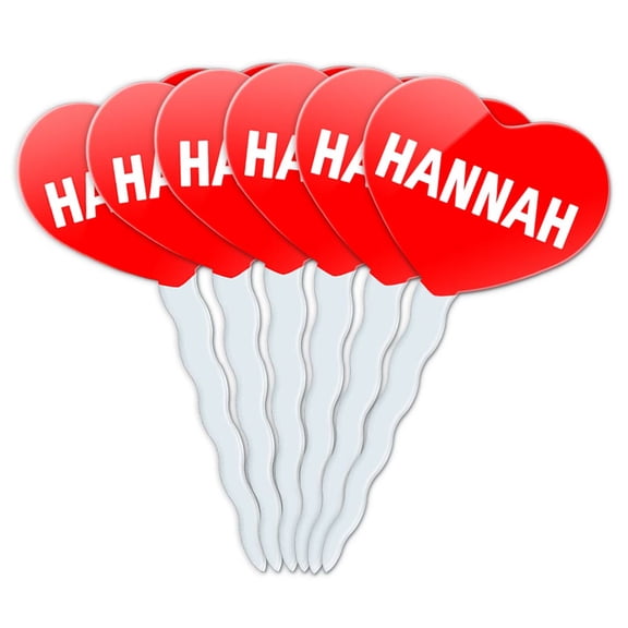 Hannah Heart Love Cupcake Picks Toppers - Set of 6