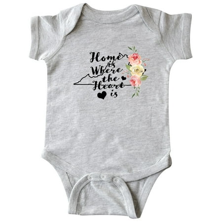 

Inktastic Virginia Home is Where The Heart is with Watercolor Floral Gift Baby Girl Bodysuit