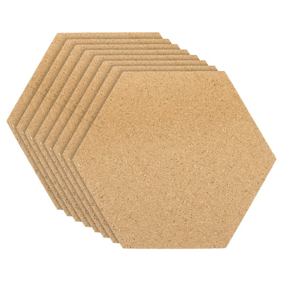 Unique Bargains 8x7' 1/4' Thick Cork Board Tiles, 8 Pack Self Adhesive Hexagon Bulletin Board Display Corkboard