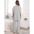 thumbnail image 4 of MINTREUS Lounge Sets for Women Knit Short Sleeve Tops and Long Pants Soft Comfy Pajamas Set Oversized 2 Piece Outfits S-4X, 4 of 8