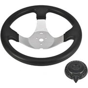 Trkimal Steering Wheel, 300mm Steering Wheel with Cap for Taotao Go-Kart & Dune Buggy Racing Cart Accessory
