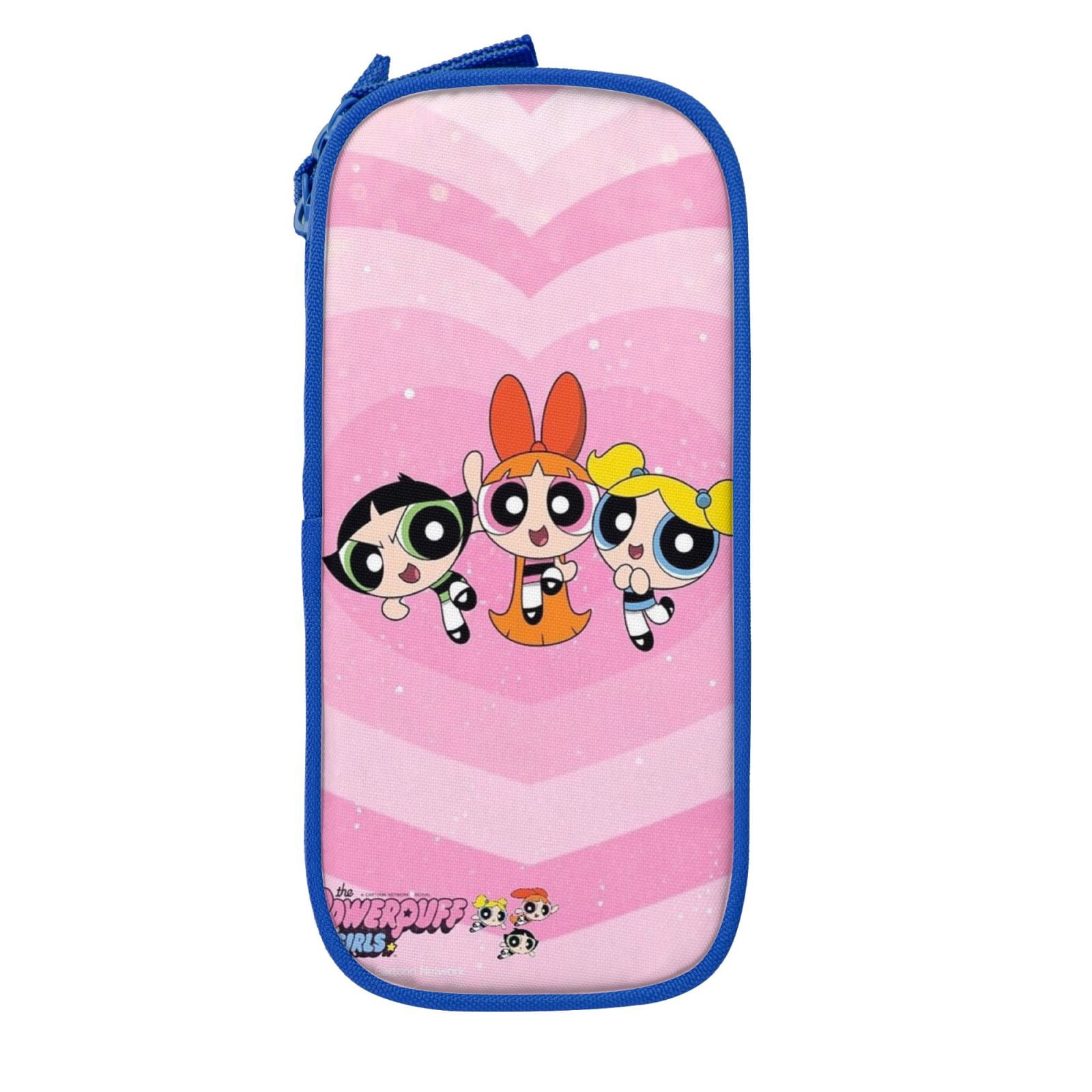The Powerpuff Gi-rls Pencil Case Large Capacity Pencil Pouch Penbag Office Stationery Organizer Travel Makeup Bag Blue